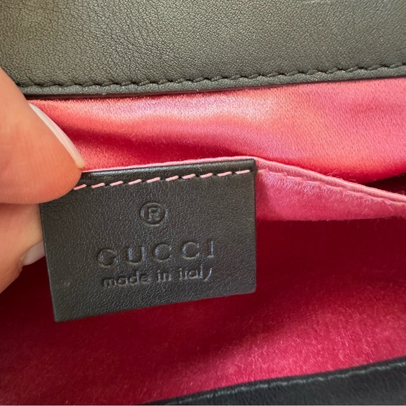 Authentic Gucci Velvet Matelasse Mini GG Marmont Shoulder Bag Black - Picture 11 of 12